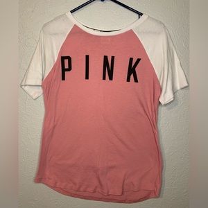 - Pink - L - Pink tee with white sleeves